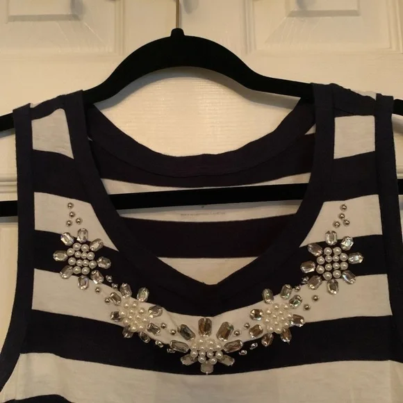 EXPRESS Blue & White striped Tank top #115 - Picture 3 of 7